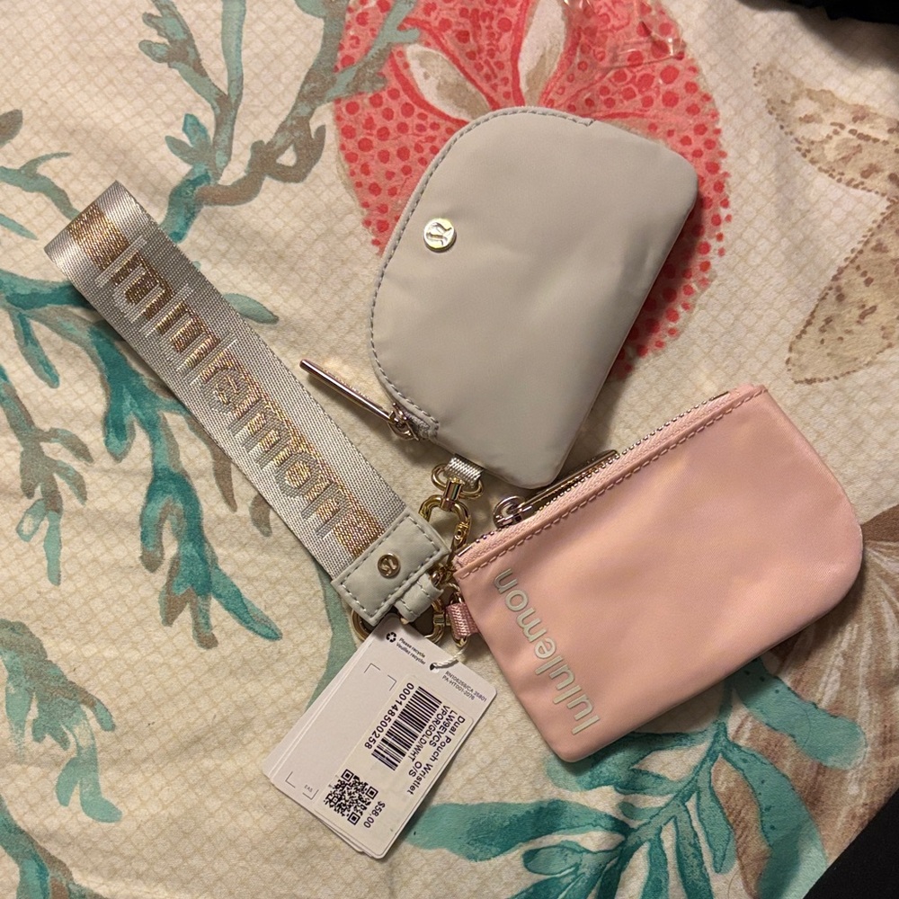 lululemon athletica Cream and Pink Key & Card Holder Set